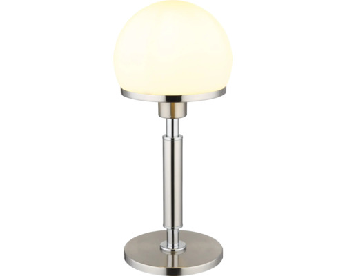 Stolná lampa s okrúhlym tienidlom a kovovou základňou