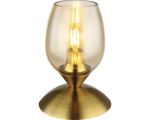 Stolná lampa so skleneným a kovovým podstavcom