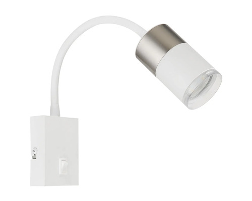 Biele LED nástenné svietidlo s flexibilným ramenom pre individuálne nastavenie svetla.