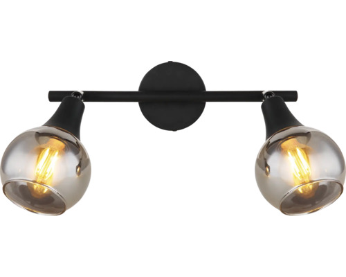 Dvojplameňové nástenné svietidlo so sklenenými tienidlami