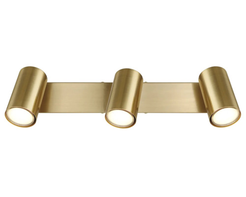 Zlaté nástenné svietidlo s tromi bodovými svetlami