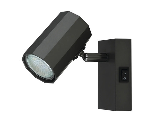 Čierne nástenné svietidlo s vypínačom