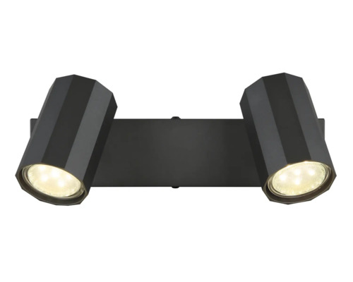 Čierne nástenné svietidlo s dvoma reflektormi