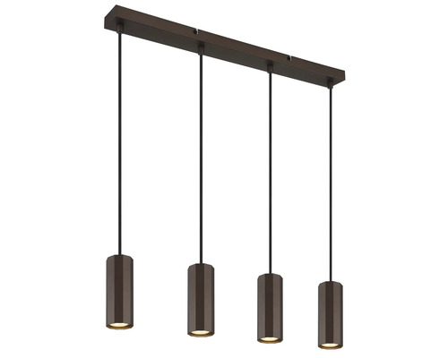 Závesné svietidlo so štyrmi žiarovkami a valcovitými tienidlami