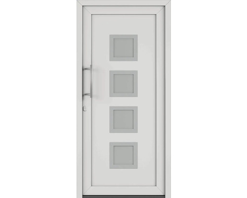 Vchodové dvere so štyrmi štvorcovými výrezmi a držadlom