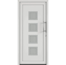 Vchodové dvere so štyrmi štvorcovými sklenenými panelmi a držadlom