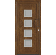 Vchodové dvere so štyrmi štvorcovými sklenenými vložkami a držadlom