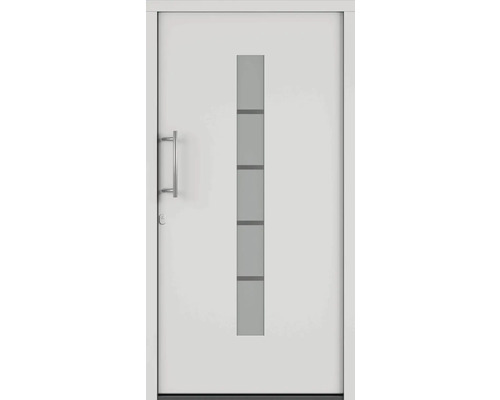 Biele interiérové dvere so zvislou sklenenou vložkou a kľučkou