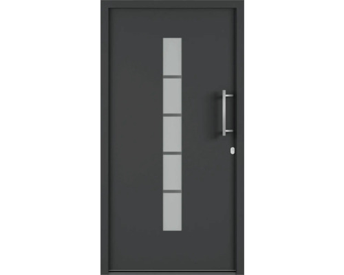 Moderné vchodové dvere s sklenenou vložkou a kľučkou