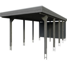 Drevený carport so stĺpikmi a zadnou stenou