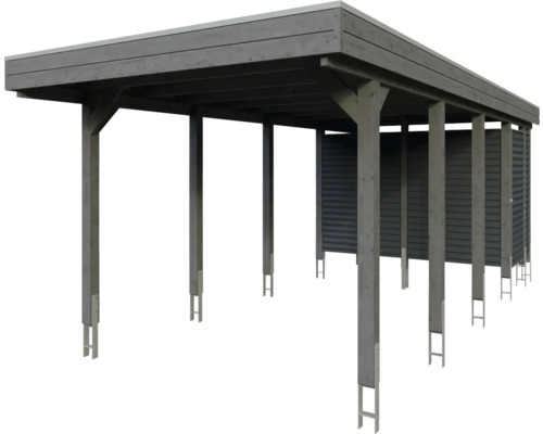 Drevený carport so stĺpikmi a zadnou stenou