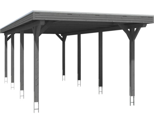Drevený carport so stĺpikmi a strechou