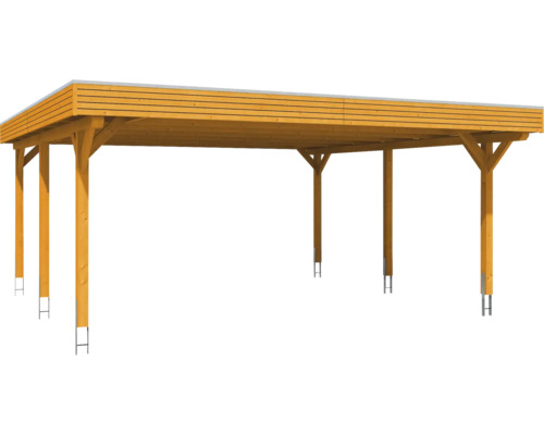 Voľne stojaci drevený prístrešok pre auto s plochou strechou