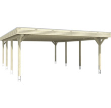 Drevený carport s plochou strechou a podpernými stĺpikmi