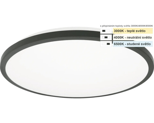 LED stropné svietidlo Top Light Onyx KS CCT IP44 10 W 1000 lm 3000-4000-6500 K čierne