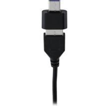 Čierny USB kábel s konektormi USB typu A a USB typu C