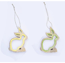 Dve drevené veľkonočné zajačiky so šnúrkou na zavesenie