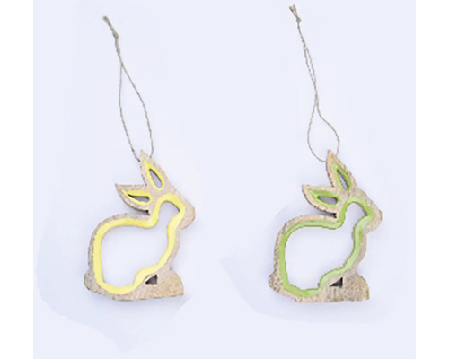 Dve drevené veľkonočné zajačiky so šnúrkou na zavesenie