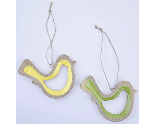 Dva dekoratívne vtáčiky na zavesenie z prírodných vlákien