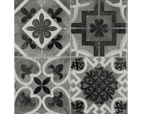 Vzor dlaždíc s kvetinovými a geometrickými motívmi