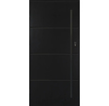 Moderné vchodové dvere s vodorovnými líniami a madlom