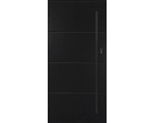 Moderné vchodové dvere s vodorovnými líniami a madlom