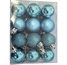 Balenie modrých vianočných gúľ v rôznych prevedeniach