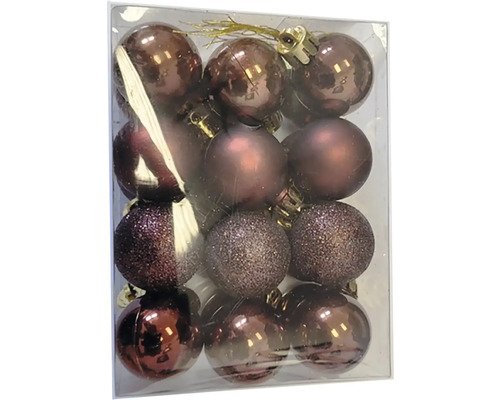 Vianočné ozdoby gule sklenené na drôte 3 cm 12 ks hnedé Balenie vianočných gúľ na vianočnú dekoráciu