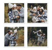 Koláž štyroch fotografií rodiny v prírode