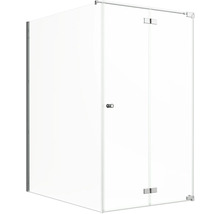 Sprchovací kabína so sklenenými dverami a kovovými kovaniami