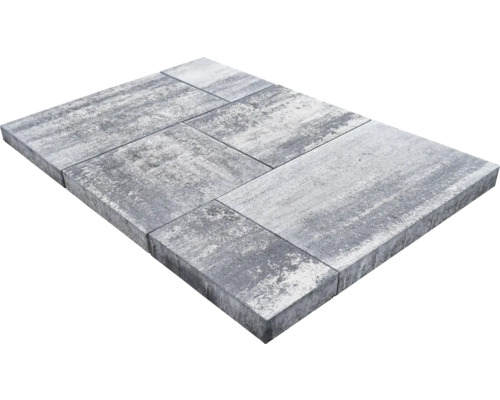 Viacformátová dlažba Ravena naturo 6 cm granito Betónové dlažobné kocky položené vo väzbe