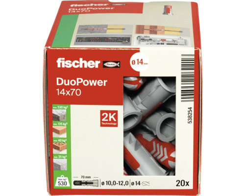 Hmoždinky Fischer DuoPower 14x70, 20 kusov