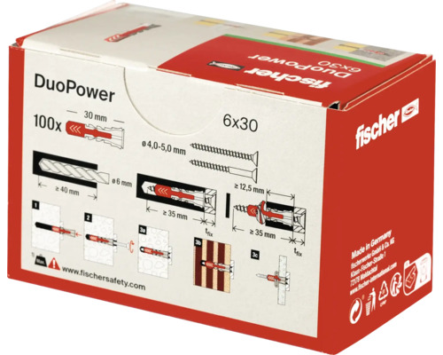 Balenie hmoždiniek Fischer DuoPower 6x30, 100 kusov