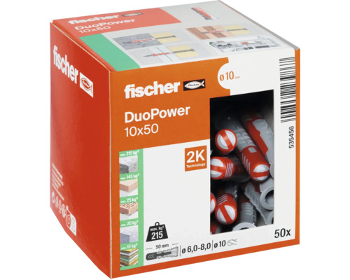 Hmoždinka Fischer DuoPower 10x50, 50 kusov v balení