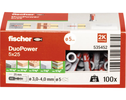 fischer Hmoždinky DuoPower 5x25, 100 kusov
