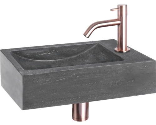 Obdĺžnikové kamenné umývadlo s batériou
