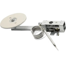 Termostat s okrúhlym senzorom, špirálou a kovovou základňou