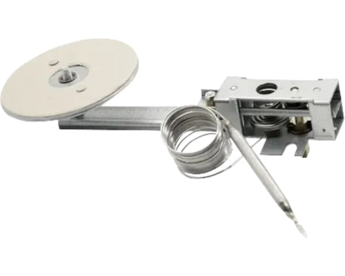 Termostat s okrúhlym senzorom, špirálou a kovovou základňou