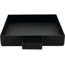 Čierna kovová miska na rastliny s rukoväťou