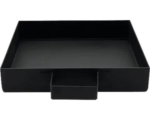 Čierna kovová miska na rastliny s rukoväťou