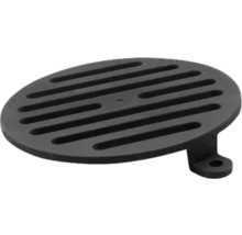 Okrúhly tmavý podlahový odtok so štrbinovým vzorom