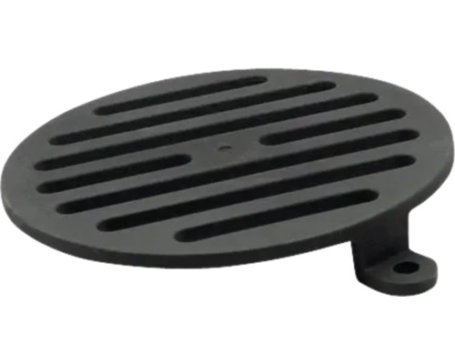 Okrúhly tmavý podlahový odtok so štrbinovým vzorom