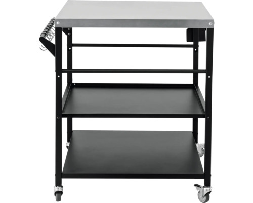 Servírovací vozík s dvoma policami, háčikmi a kolieskami