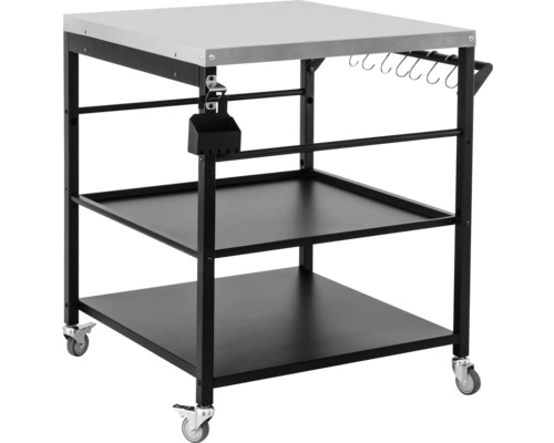 Servírovací vozík s pracovnou doskou, dve police, otvárač na fľaše a háčiky