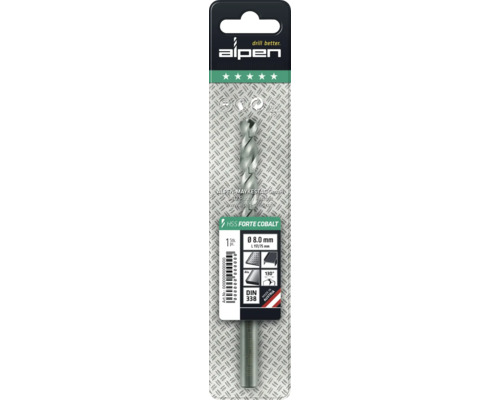 Alpen HSS Forte Cobalt vrták, priemer 8.0 mm