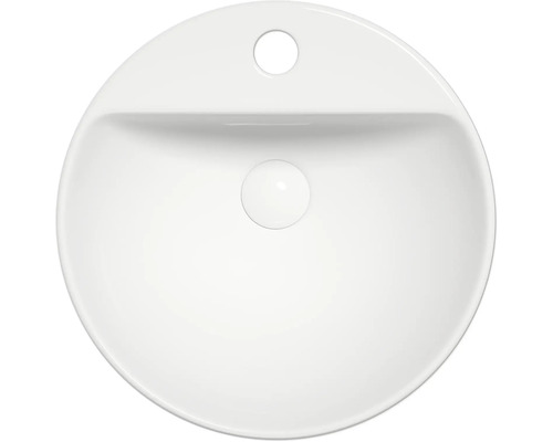 Pohľad zhora na okrúhle keramické umývadlo