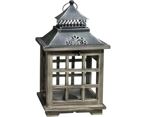 Dekoratívna lampáš z dreva a kovu