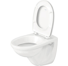 Závesné hlboké splachovacie WC s otvoreným splachovacím okrajom a vyklopeným záchodovým sedadlom