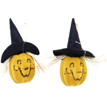 Dva halloweenske závesy s tekvicou, čarodejníckym klobúkom a tvárou