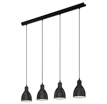 Čierna závesná lampa so štyrmi svetlami